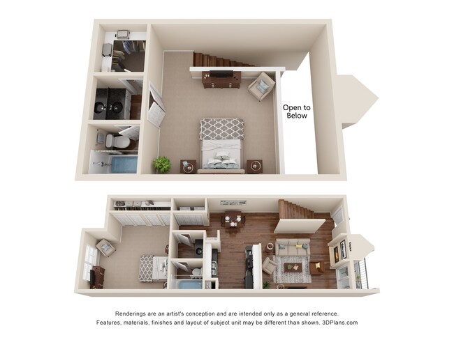 2 Bed 2 Bath Townhome Luxury Renovated 1015 sq ft 1213 floor plan